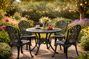 Professionally restored metal garden furniture