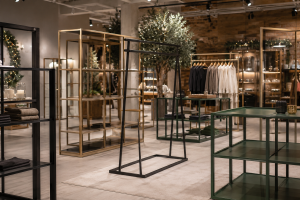 Freshly powder-coated retail display stands prepared for Christmas trading