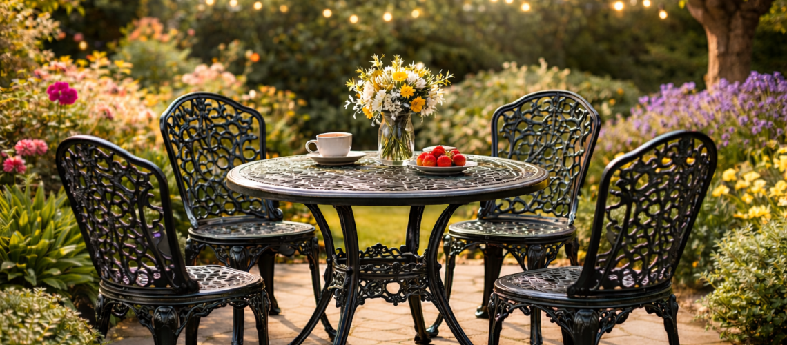 Professionally restored metal garden furniture